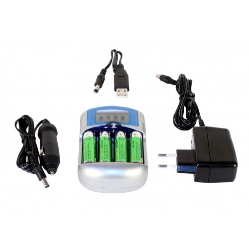 Racer AC & caricabatteria da Auto 4 x batterie AA ricaricabili