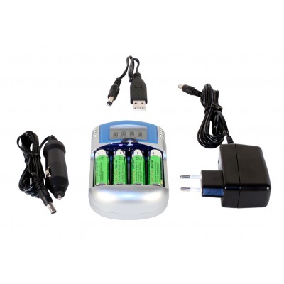 Racer AC & caricabatteria da Auto 4 x batterie AA ricaricabili
