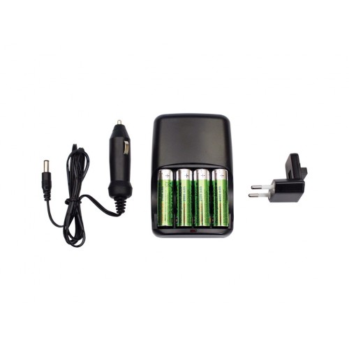 Impatto AC & caricabatteria da Auto + 4 x batterie AA ricaricabili